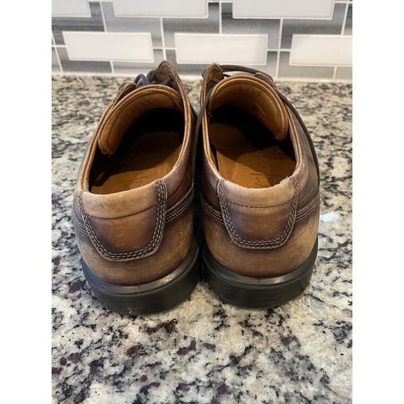 Ecco Cario Men’s Brown Leather Apron Toe Dress Shoes Size 43 (US 10) Extra Width - Picture 2 of 10
